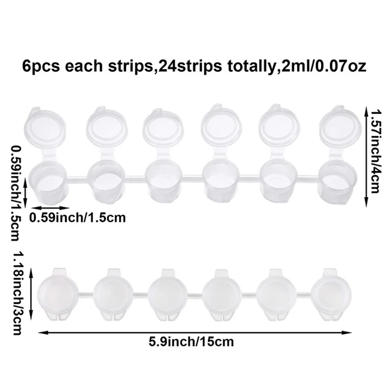 

J1UL1N 120 Strips 2Ml Empty Paint Strips Paint Cup Pots Clear Storage Containers Painting Arts Crafts Supplies