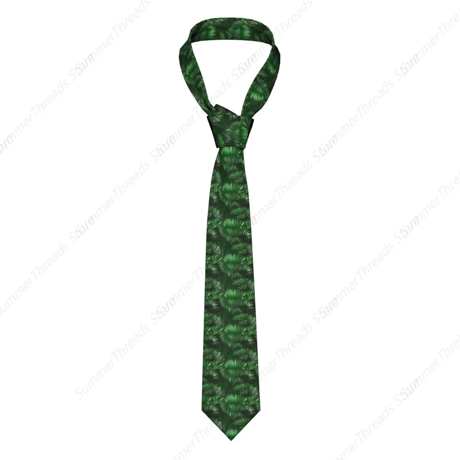 Green Leaves Of Palm Tree Tropical Plants Printed Casual Tie,Men'S Suit Tie,Men'S Formal Business Tie,Wedding Party Dress