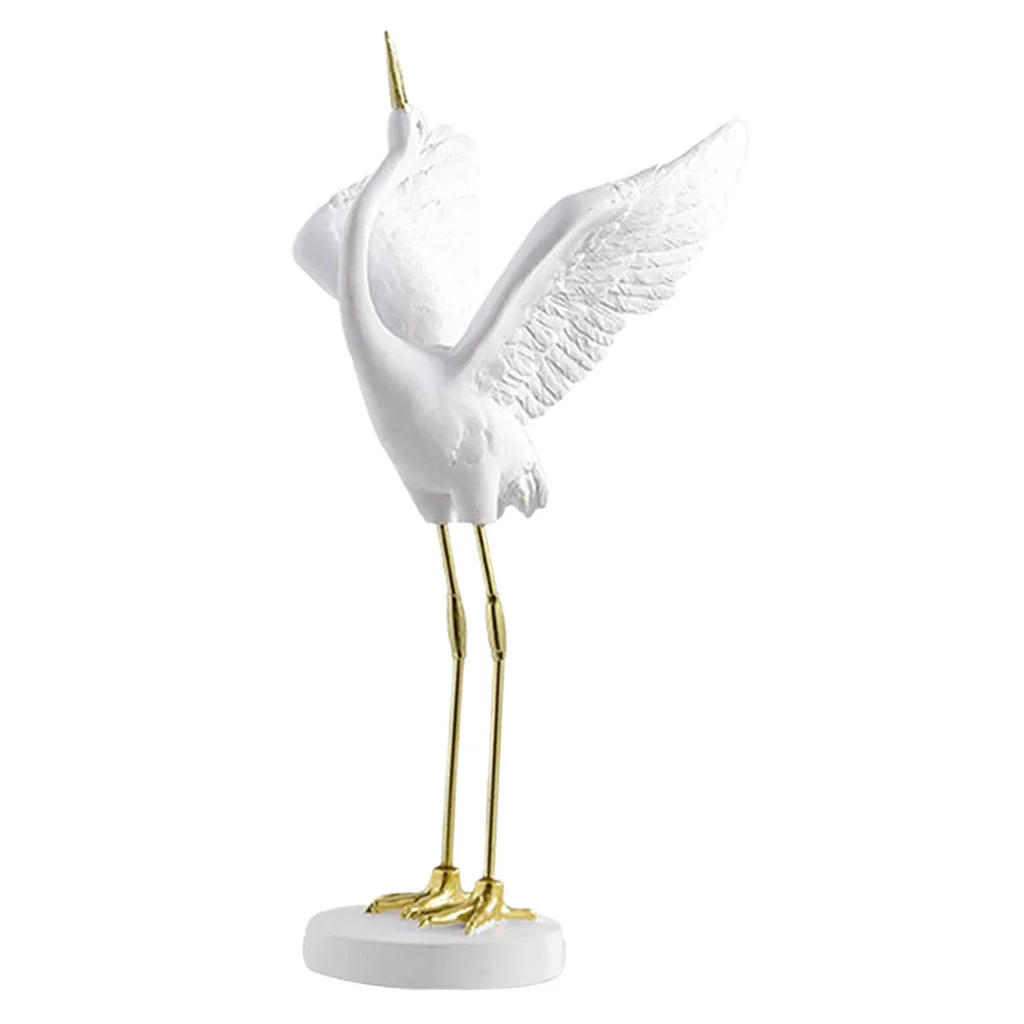 Elegant Crane Figurine for Home Decor - Resin Sculpture for Living Room