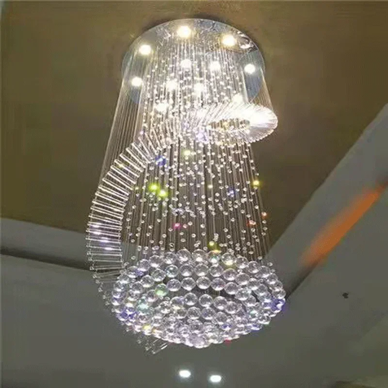 

Long LED Spiral Crystal Chandeliers Lighting For Staircase Stair Lamp Showcase Bedroom Living Room Hotel Hall Home Decar CX032BQ