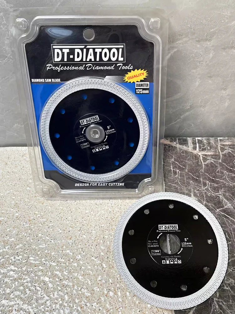 DT-DIATOOL Fliesentrennscheibe 3/5 Stück 75 mm (3 Zoll) Sägeblatt mit X Mesh Turbo zum Schneiden von Porzellanfliesen, Marmor, Keramik, Granit, Stein – Detail 4