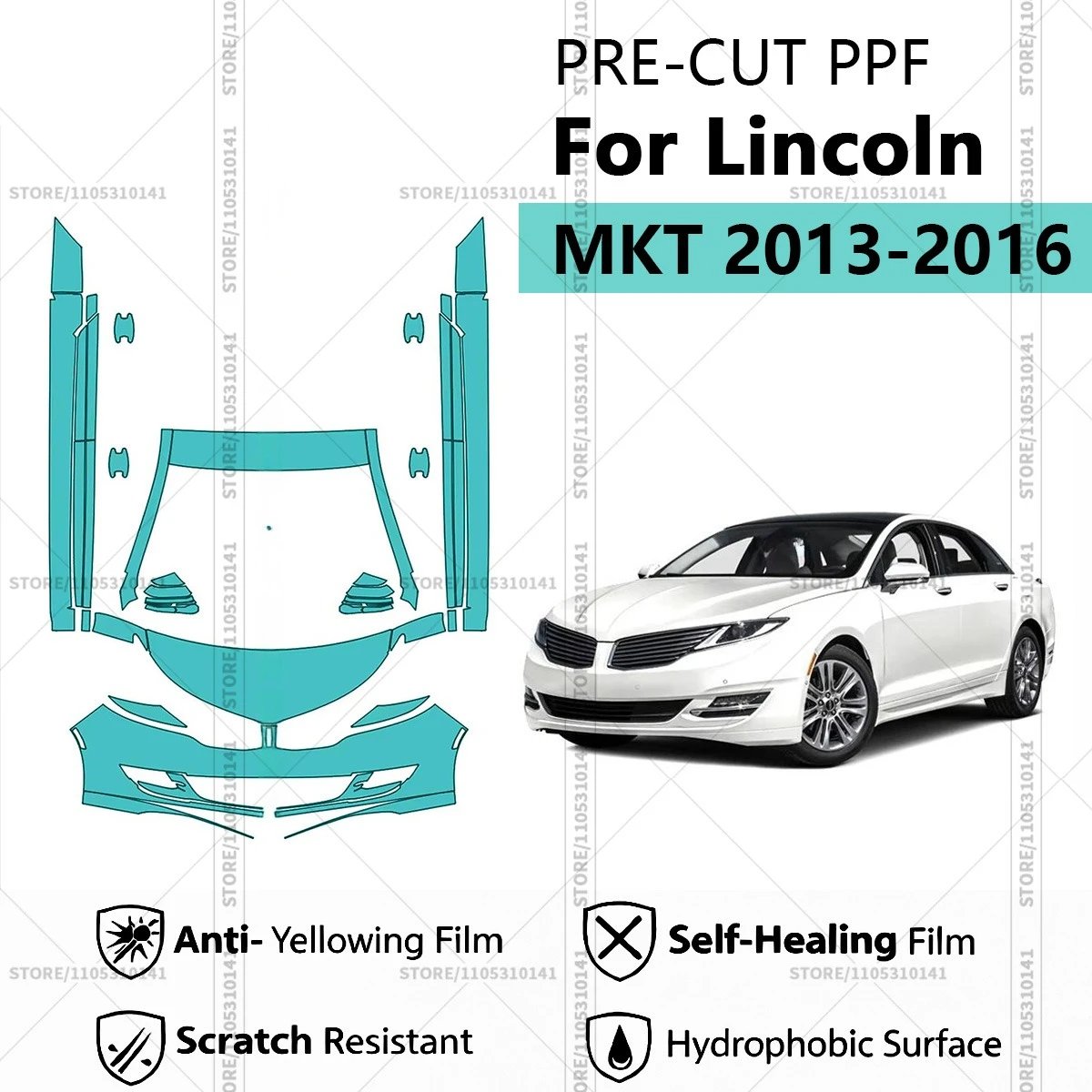

For Lincoln MKZ 2013-2016 Pre-Cut Paint Protection Film PPF Transparent Car Film Professional Automotive PPF Front Kit - Rockers