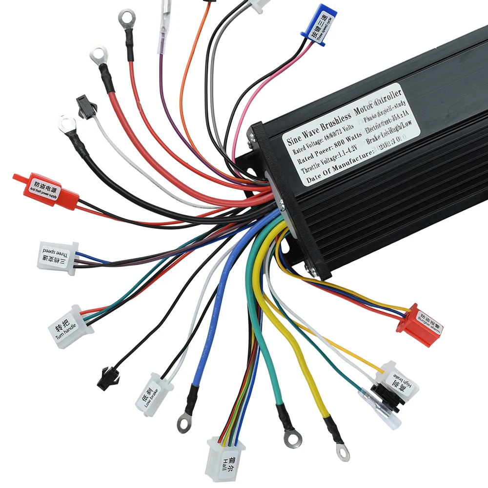 

800 Вт 48-72 В синусоидальный трехрежимный бесшумный контроллер бесщеточного двигателя для электронного велосипеда, скутера, скейтборда, литиевая батарея
