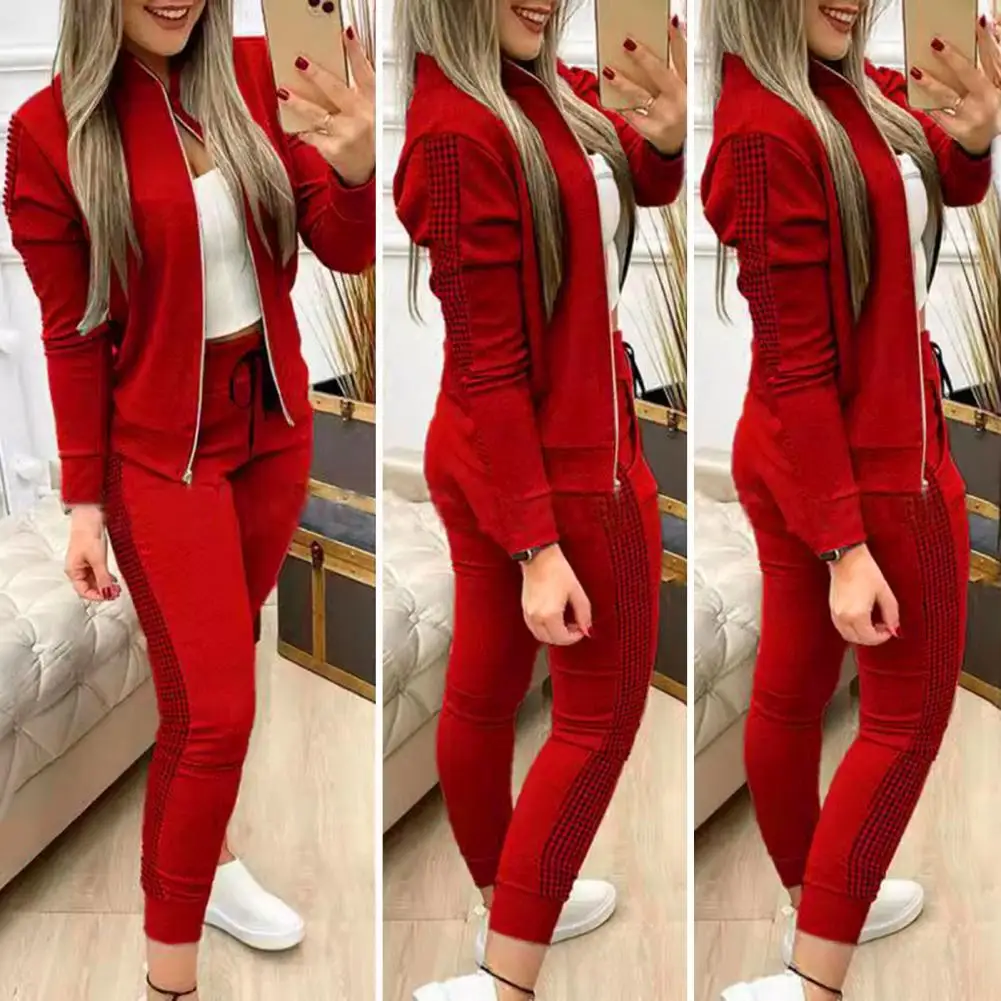 Women Tracksuit Trendy Women\'s Tracksuit Set Dot Print Turtleneck Sweatshirt Drawstring Pants Suit for Gym Running for Women