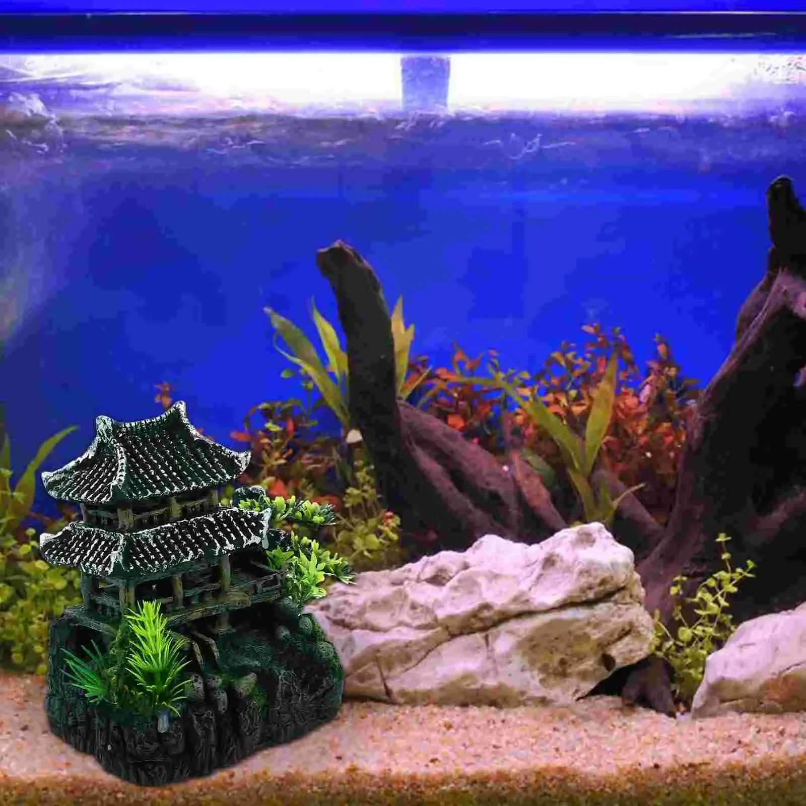 Japanese Decorations Decor Fish Pagoda House Japandi Ornament Aquarium Tank Resin Landscape Landscaping Turtles Simulation