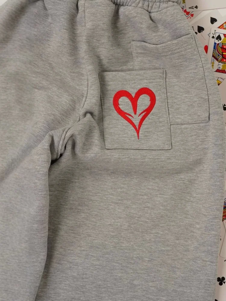 カジュアルヒップホップスター刺繍シリーズワイドレッグパンツカップルルーズフィットティーンエイジャーフェイクツーピースパンツストレートチューブパンツ