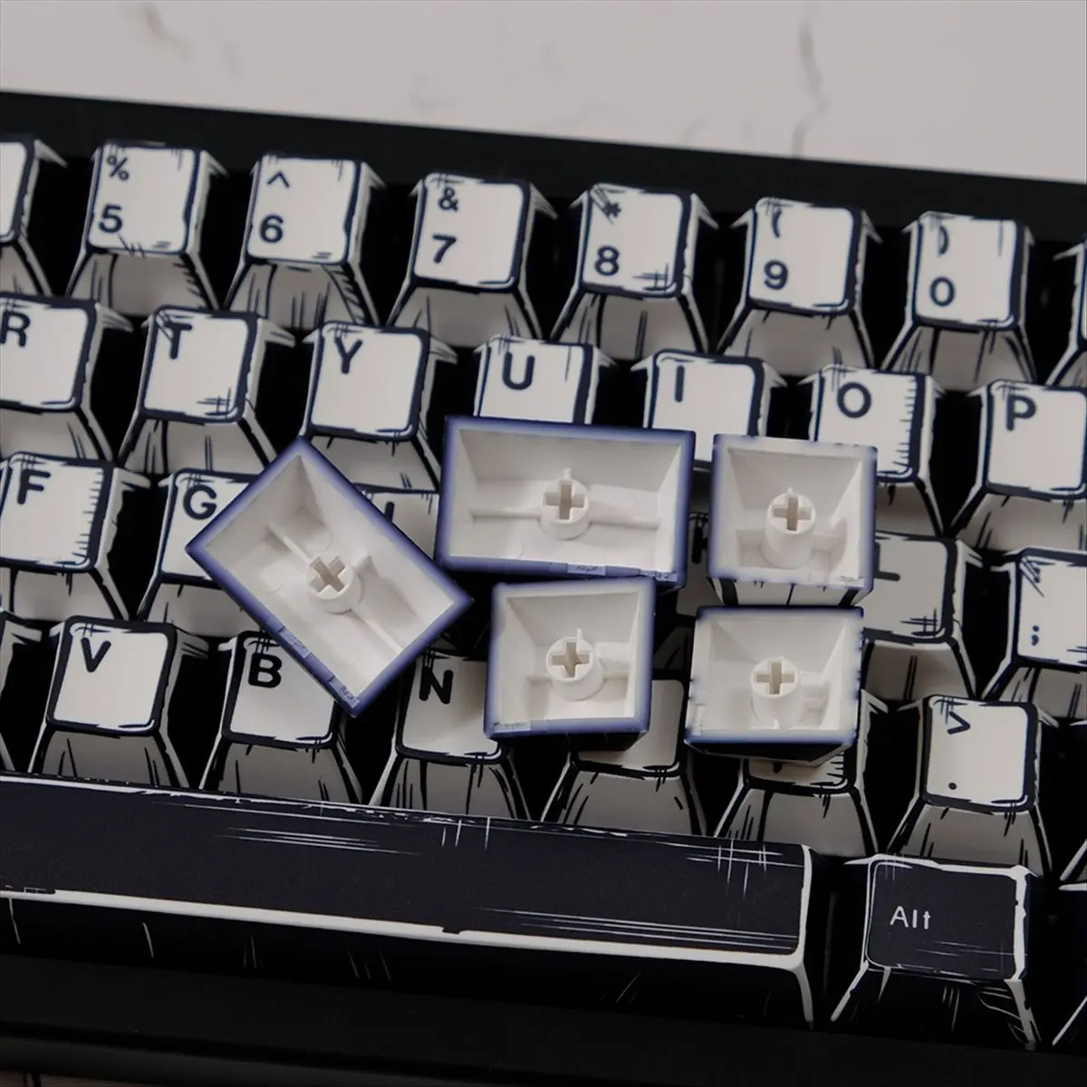 A72Z Comic Keycaps EVA01 BOW-Cherry Profile PBT Dye-Sub 78 Keys for Mechanical Gaming Keyboard 61/61/63/64/68 Layouts C
