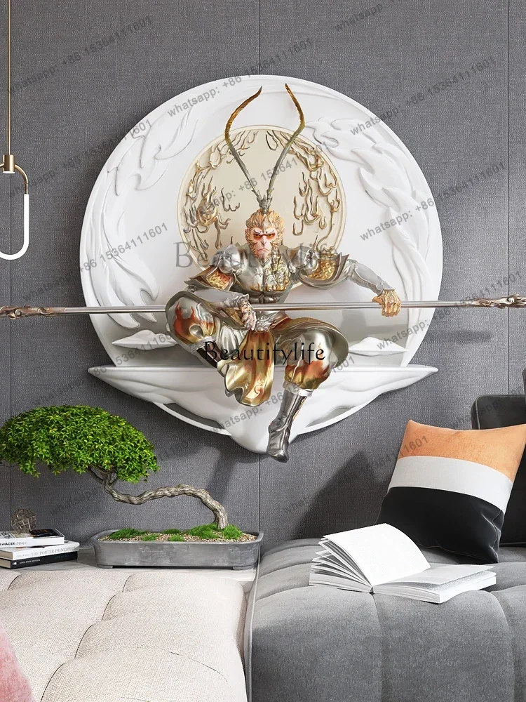55Fighting God Buddha Entry Entrance Decorative Painting Living Room Sofa Background Sun Wukong Relief Hanging Painting
