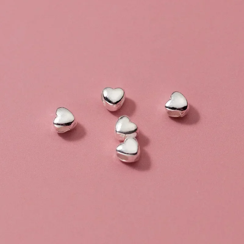 TrustDavis 진짜 925 스털링 실버 달콤한 작은 심장 구분 기호 구슬 DIY 맞는 팔찌 목걸이 액세서리 여성 쥬얼리 DZ774