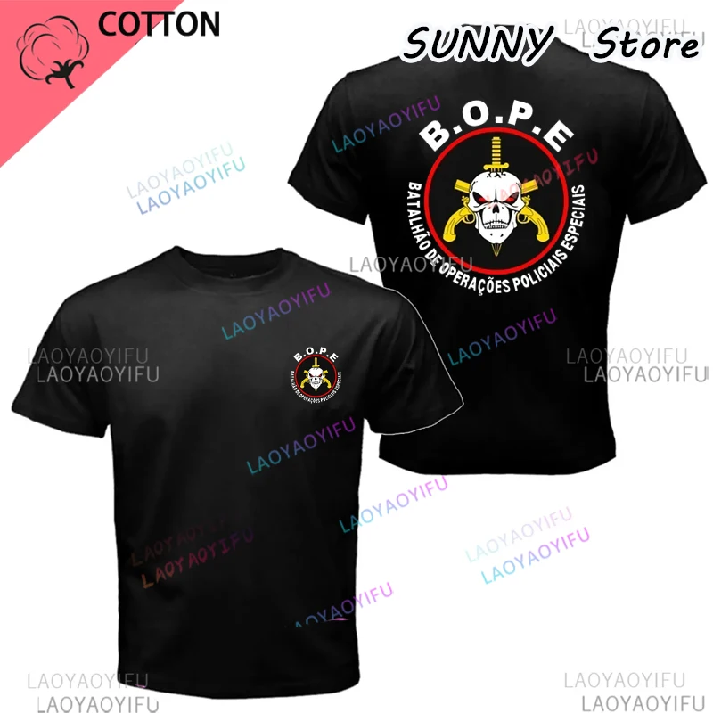 Bope - Tropa De Elite " Operaciones Especiais" تي شيرت رجالي بأكمام قصيرة قمصان صيفية غير رسمية برقبة دائرية