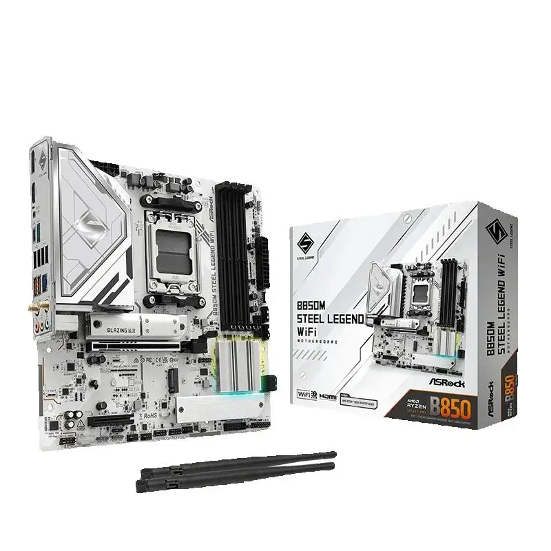 ASROCK New B850M STEEL LEGEND WIFI AMD B850 Micro ATX AMD Ryzen 9000 8000 7000 Series Motherboard Socket AM5