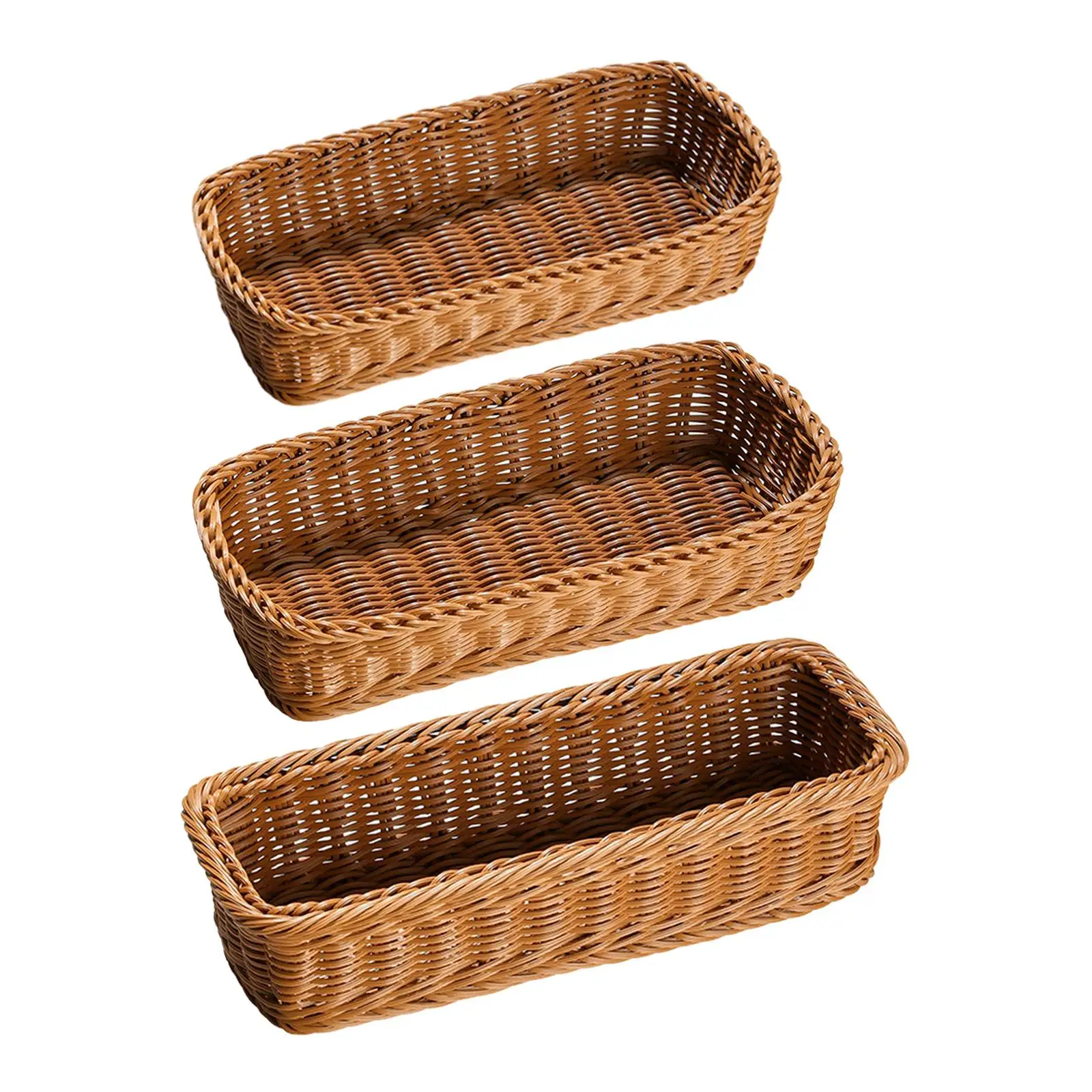 Woven Cutlery Basket Imitation Rattan Tableware Tray Tabletop Food Vegetables