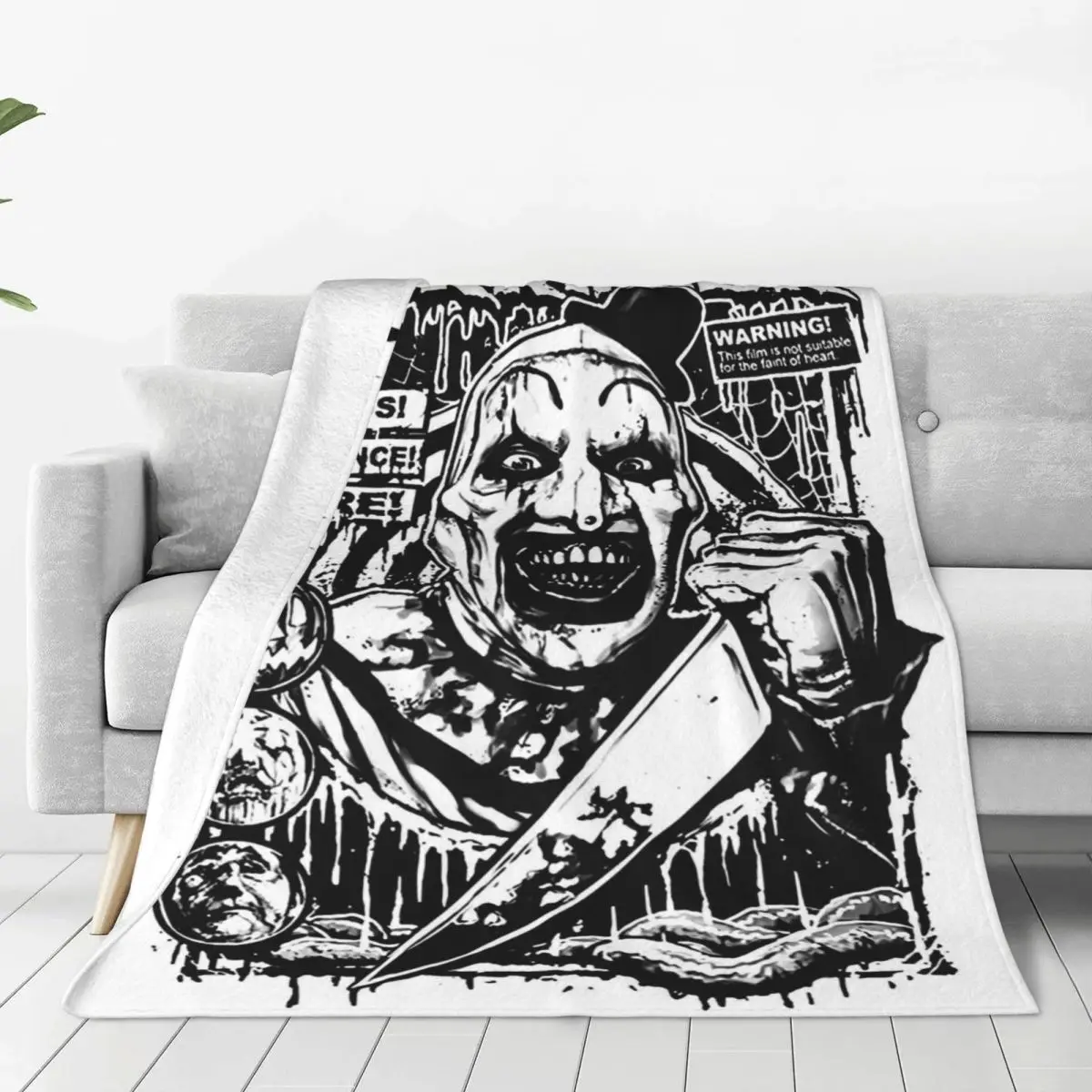 Custom T-Terrifiers Horror Movie Blankets Warm Flannel Throw Blanket for Bed Travel Rug Piece