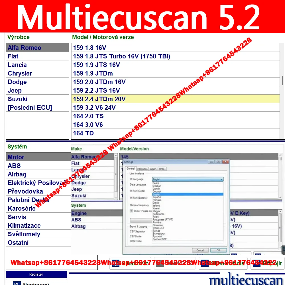 

New Multiecuscan V5.2 Registered for Fiat/Chrysler/Dodge/Jeep/Suzuki Scanner Software Work with ELM327 OBD II Diagnostic Tool