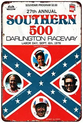 

Jesiceny New Tin Sign Southern 500 Darlington Raceway 1976 Vintage Aluminum Metal Sign 8x12 Inches