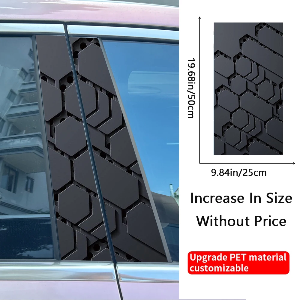 2PCS Hexagonal technology sense Car Center Pillar Sticker B-Pillar Door B Pillar Decals Center Column  Protective Film  Decals