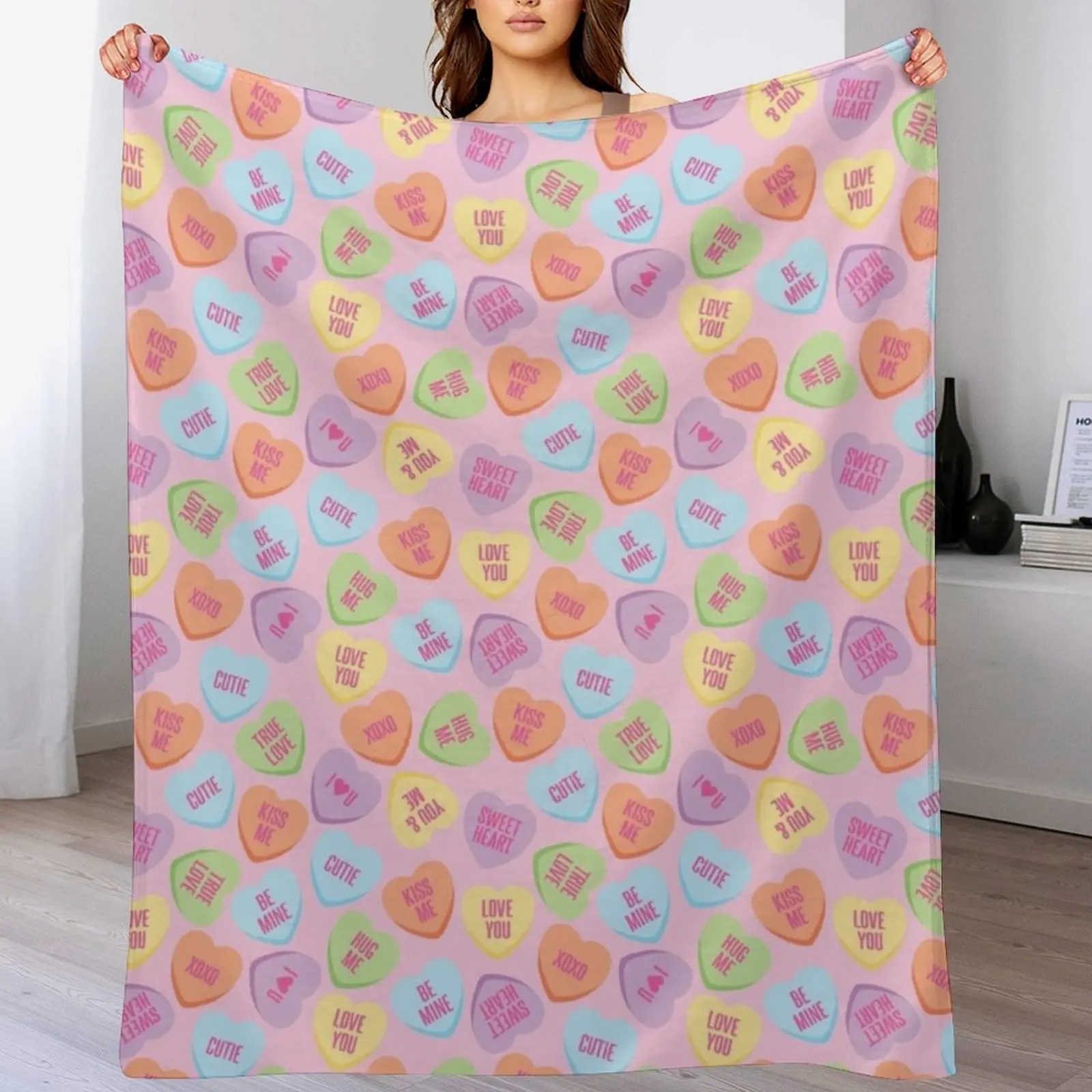 

Conversation Hearts Throw Blanket christmas gifts Plush Designers Single Blankets