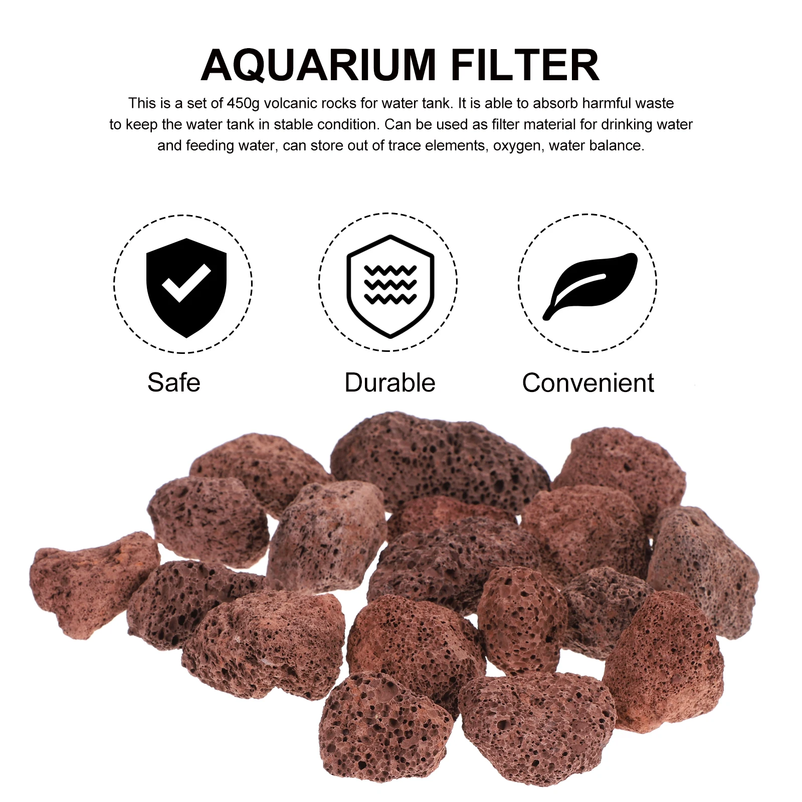 

Volcanic Lava Stone Fish Tank Decorations Aquarium Filter Material Porous Water Stable Condition Breeding Pet