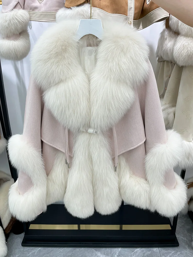 2023 Fashion Real Fur Coat Goose Down Jacket Winter Women Coat Natural Fox Fur Collar Thick Outerwear Warm