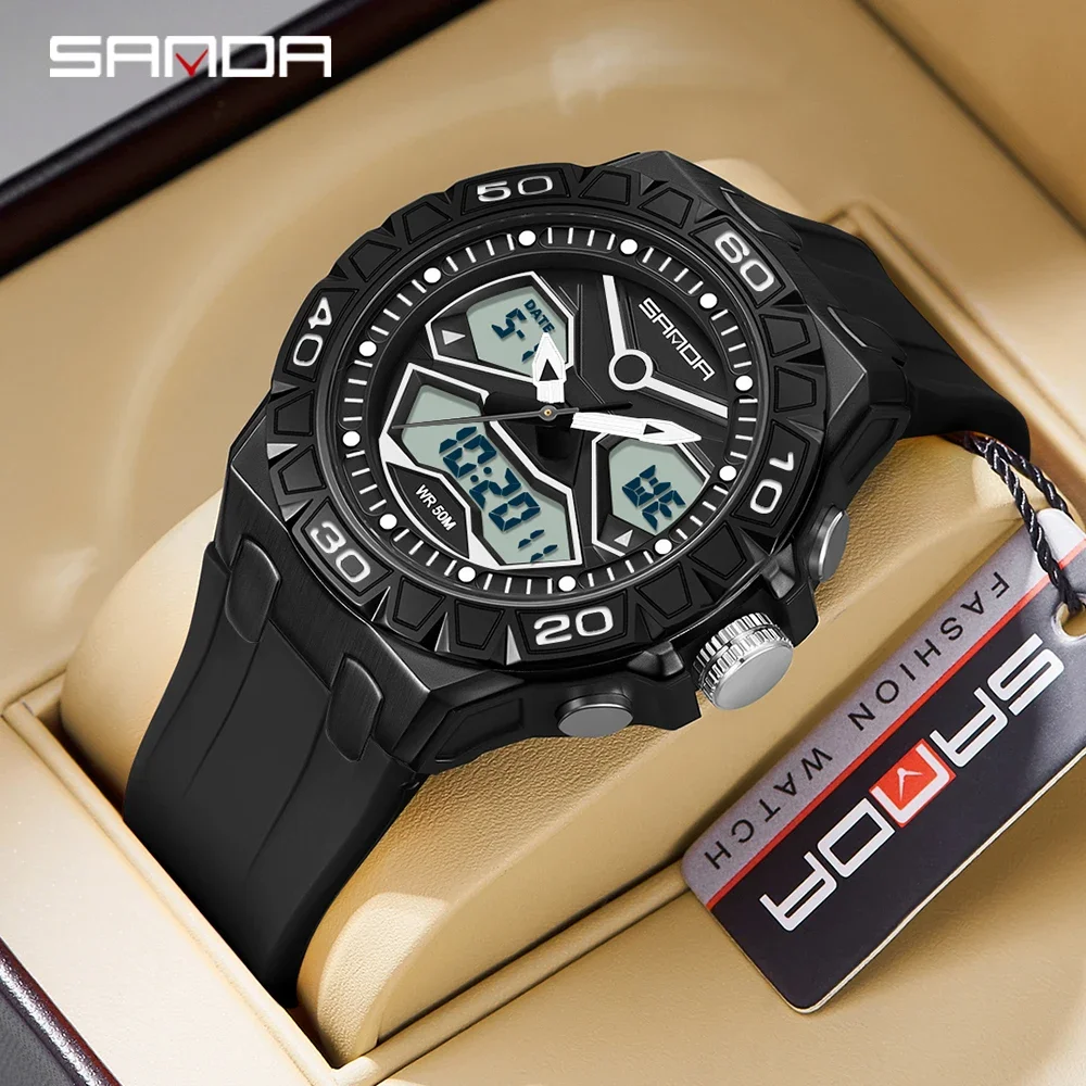 

Sanda 3198 Watch Youth Multi functional Waterproof Glow Fashion Korean Edition Waterproof Sports Men's Watch