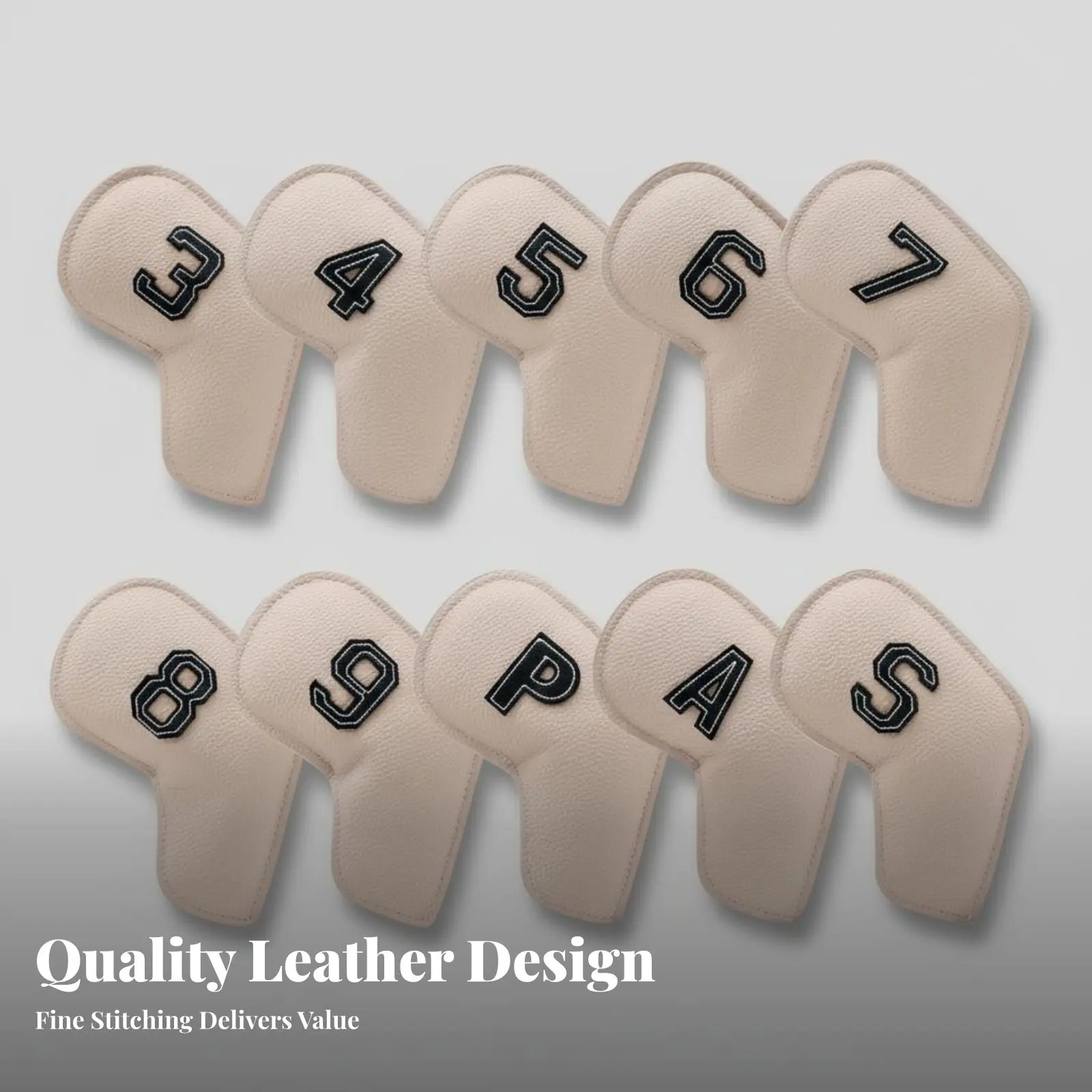 

10 Pieces PU Leather Iron Headcover Set Universal Fit PU Leather Iron Headcovers 10 Piece Sport Club Protector Set Easy