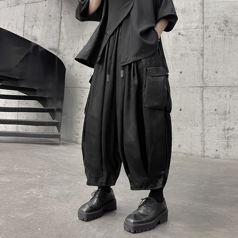 

Loose Wide Leg Nine-Tenths Pants Men's Summer New Sle Big ket Mountain Sle Street Faion Lantern Pants Workwear