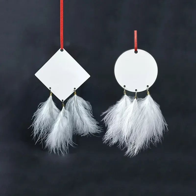 20pcs/Lot New MDF Ornaments with Feather Wing Sublimation Angel Wing Ornament for Christmas Decoration