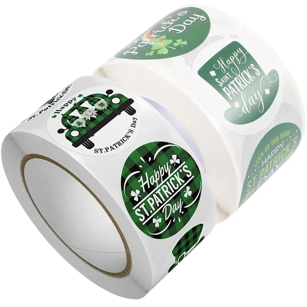 

Набор из 2 рулонов наклеек ко Дню Святого Патрика для школьных проектов, офиса, украшения дома, праздничных мероприятий, веселых праздников