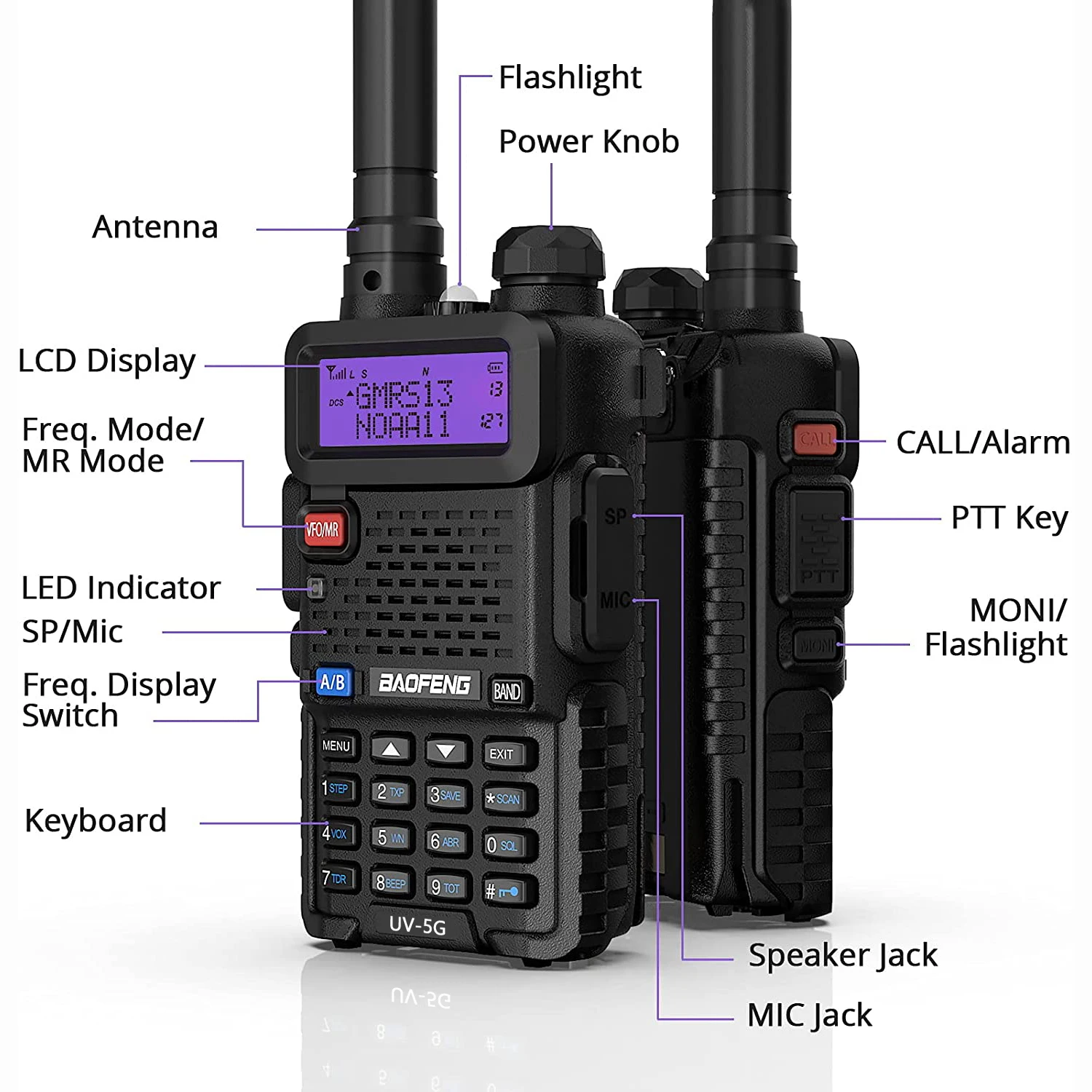 Радио BAOFENG UV-5G (UV-5X) GMRS, 2 шт.