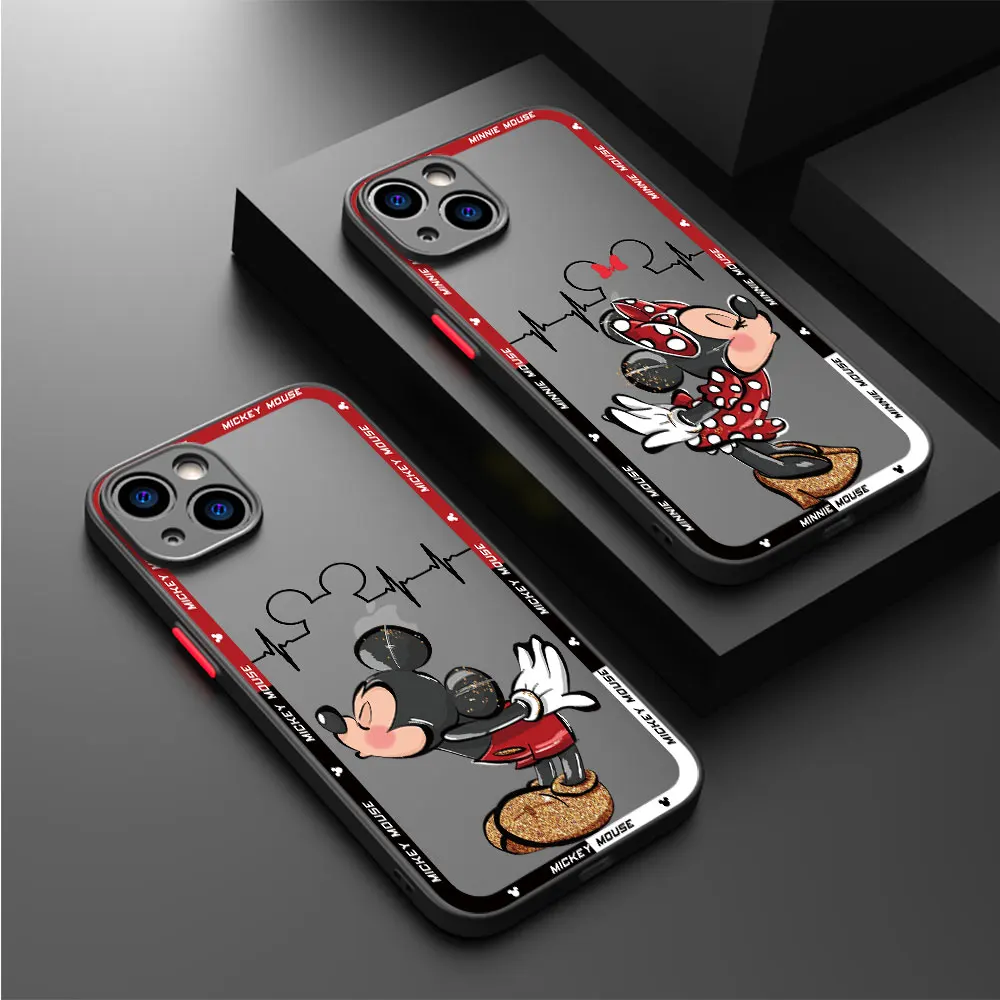 Disney Mickey Minnie Cute Phone Case for iPhone SE 14 Pro 7 8 Plus 11 Pro 13 Mini 12 XS Max XR 15ProMax Shockproof Matte Cover