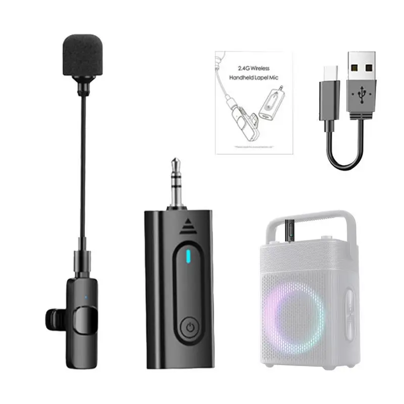 Wireless Microphone System Headset 2.4G Portable Lapel Microphone With LED Display Wireless Lavalier Microphones & Systems For