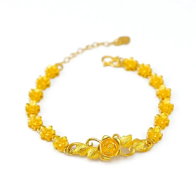 9999 real gold 24K yellow gold Flower Bracelet Flower Bracelet Bracelet