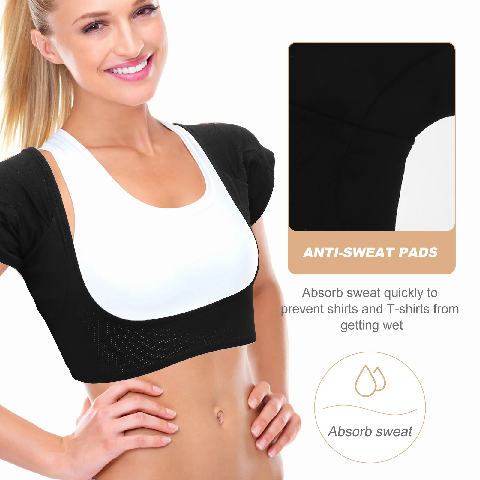 

1Pcs Women Underarm Sweat Pad Vest Quick-Dry Moisture-Wicking Sweat Absorbent Inner Vest Non-Slip Lightweight Top for Exercise