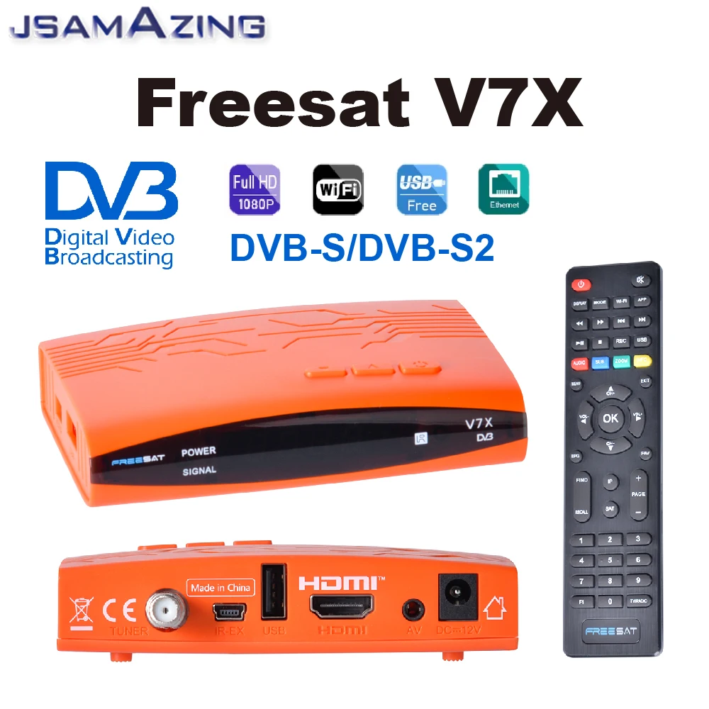 جهاز استقبال الأقمار الصناعية GTMedia V7X DVB-S/DVB-S2 مدمج FunCam H.264 512M RAM 64M ROM يدعم الإنجليزية/العربية/الفرنسية/الروسية/التايلاندية