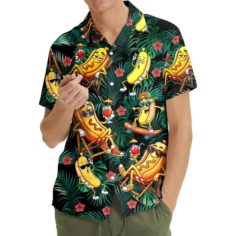 Camisa Havaiana Masculina com Estampa Divertida de Banana 3D, Blusa de Praia Moderna e Casual para Homens e Mulheres, Verão 2026