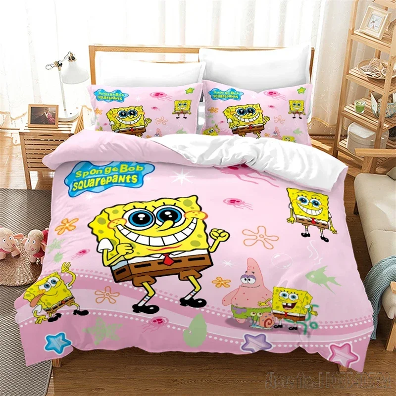 

Children Boys 3d Cartoon Spongebobs Love Child Duvet Cover Set HD Comforter Cover Bedclothes for Kids Bedding Sets Bedroom Decor