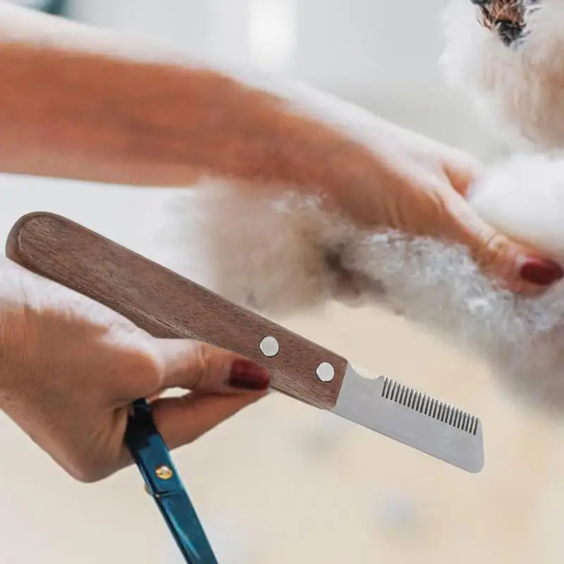 Hond Strippen Kam Houten Handvat Huisdieren Verzorging Kam Hond Strippen Tool Huisdier Deshedding Borstel Huisdier Haar Kam Roestvrij Staal Voor Katten