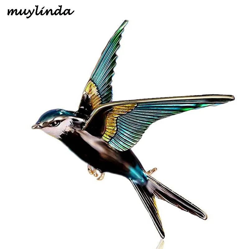 Korean version new cartoon alloy drip oil colored swallow brooch badge