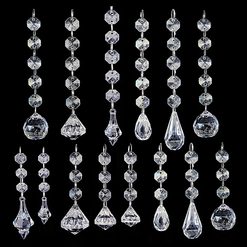 10pcs Acrylic Crystal Beads Pendant Garland Chandelier Hanging Party Wedding Decoration Tables Centerpieces Curtain DIY