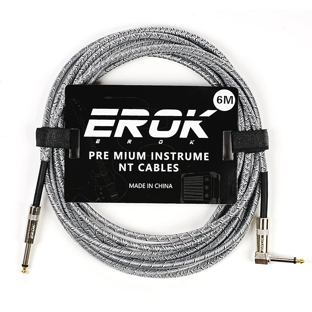 EROK 6M kabel Audio gitarowy anty-szum linii 6.35mm z męskiego na męskie kolorowe pleciona linka podłączania pedału akcesoria do instrumentów