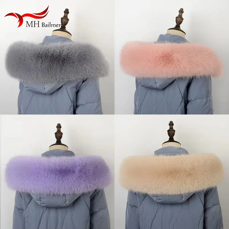 Women Scarf Winter Faux Fox Fur Collar Furry Warm Thicken Men Parka Coat Hood Fur Decor Fake Fur Shawl Luxury Scarves Fur Decor