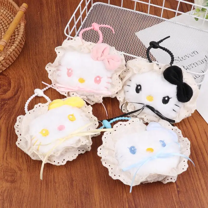 

Kawaii Hello Kitty кружевной плюшевый брелок милый мультяшный KT Cat брелок прекрасный держатель для ключей сумка кулон рюкзак подвесной декор подарок
