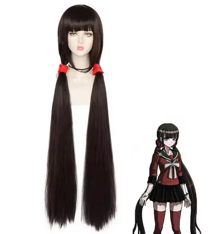 

Harukawa Maki Cosplay Synthetic Wig Game Danganronpa V3 Costume Black Long Straight Play Wigs Halloween Costumes Hair