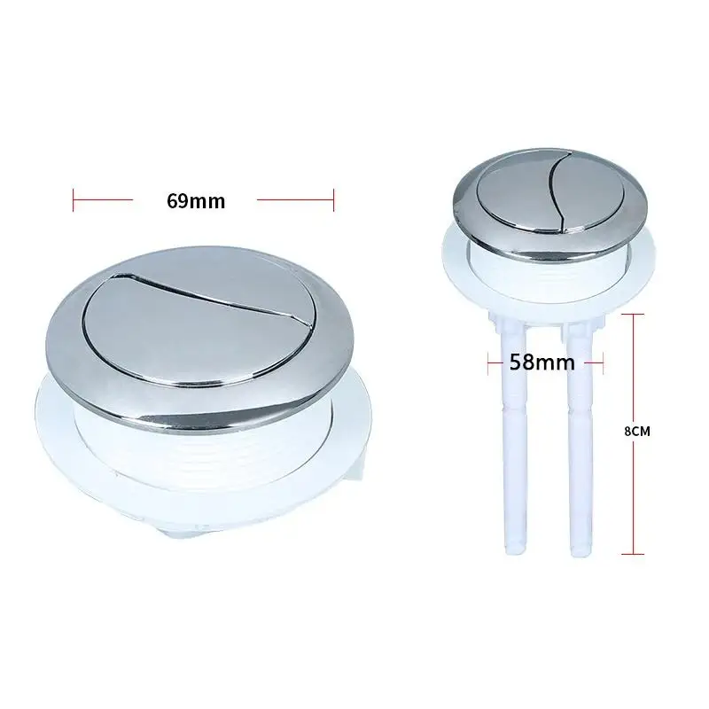 38/48/58mm Dual Push Button Universal Toilet Water Tank Flush Double Crescent Shape With 2 Rods