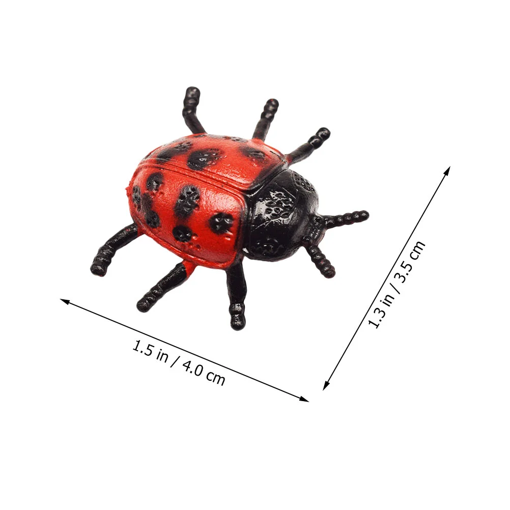 PVC Ladybug Miniatures Tricky Props, brinquedos de simulação, modelo pequeno, modelos artificiais, brincadeira de plástico, Halloween, 22 peças