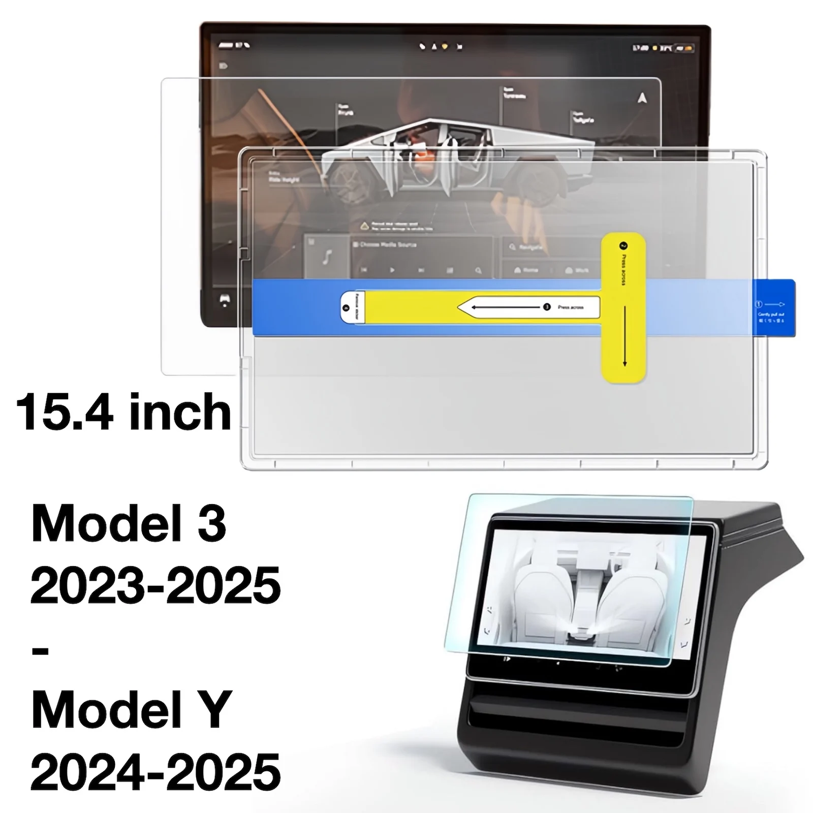 مناسبة لطراز تسلا 3 (2023-2025)/الطراز Y(2024-2025) واقي شاشة للترفيه بالمشاة للسيارة 9H من الزجاج المقسى 15.4 بوصة #1