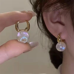 Pendientes de perlas de imitación de cristal para mujer, aretes con forma de corazón de amor, lazo, moda coreana, joyería de fiesta, regalos, novedad de 2024