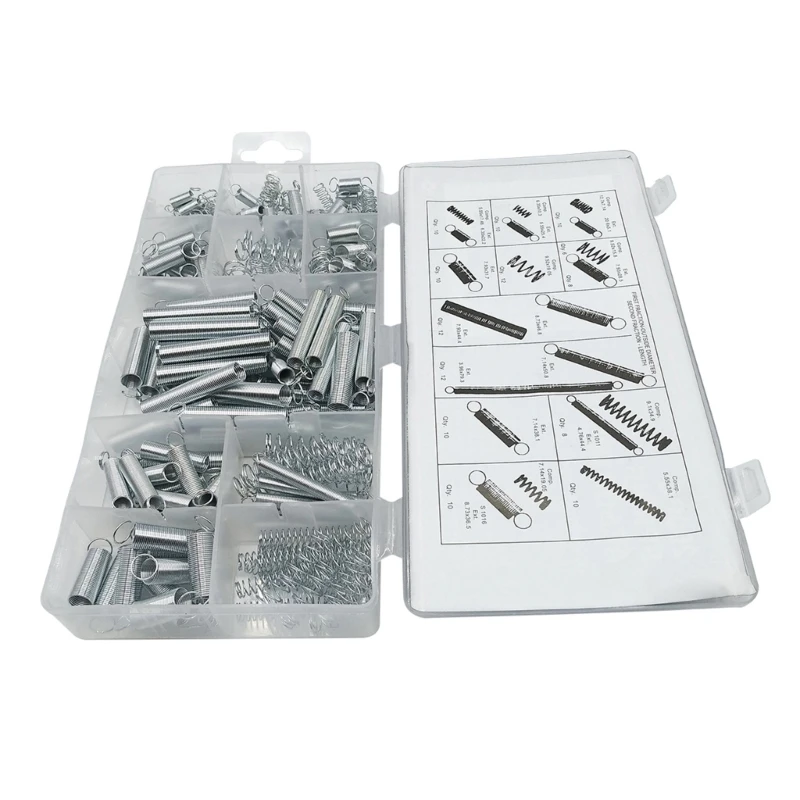 200Pcs Metal Steel Spring Assortment Set ZincPlated Steel Electrical Hardware Compression And Extension Spring