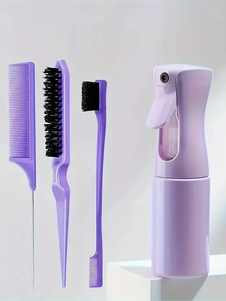 Juego de herramientas de peluquería, botella de spray, peine de cola de ratón, cepillo para el cabello, peine de control lateral, 4 unids/set para peinar el cabello suave
