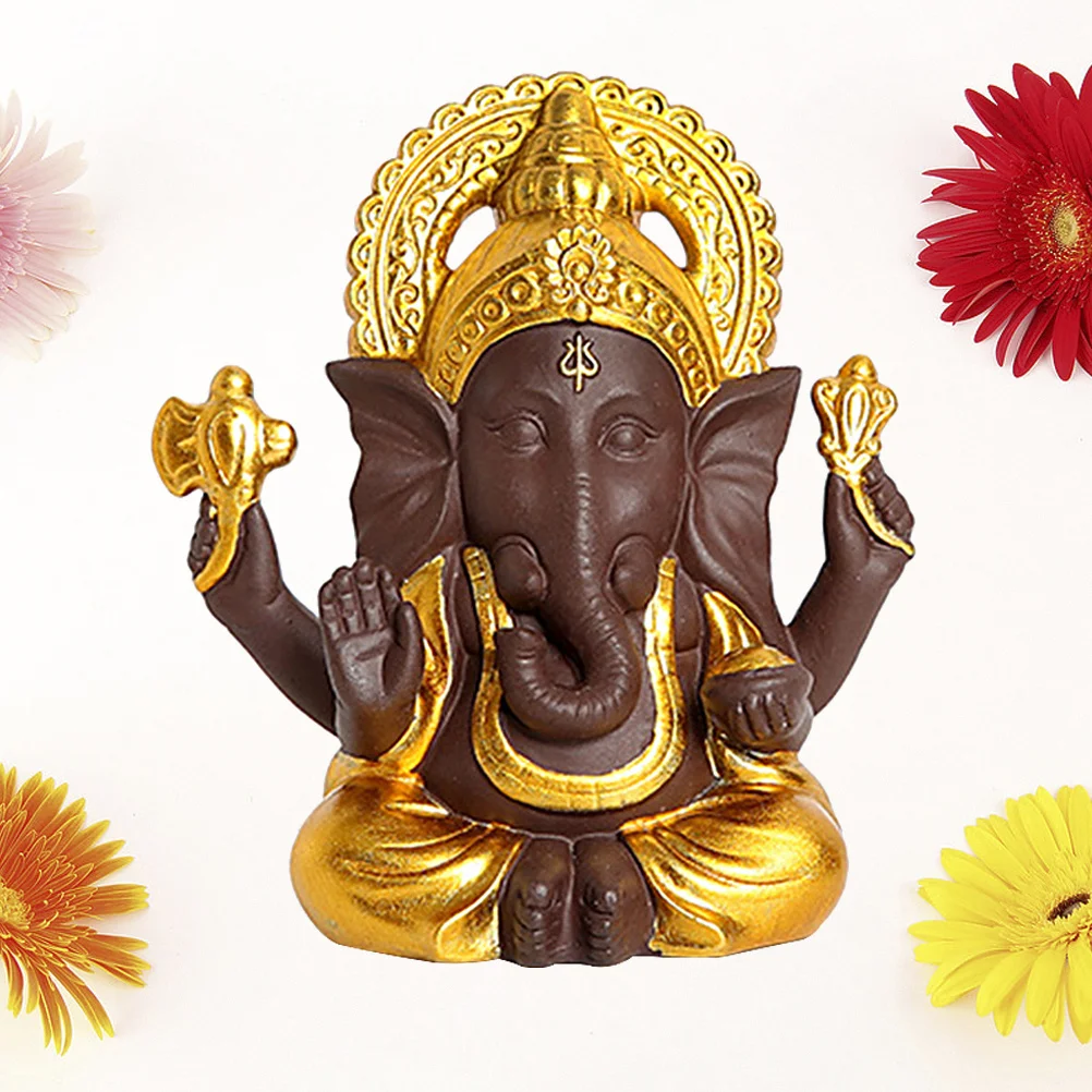 

Classic Ceramic Elephant Statue Purple Clay Crafted Ornament for Home Office Bedroom Buddha Decor Gift for Loved